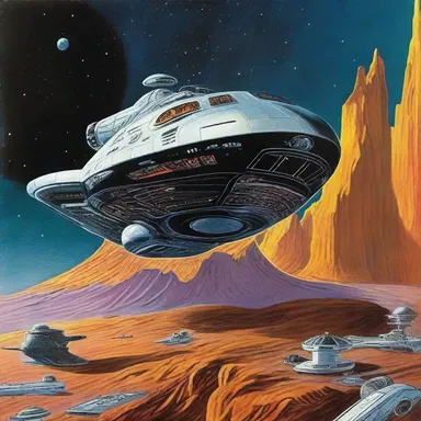 The science fiction novel included vivid descriptions of the protagonists' spaceship as they embarked on their journey to a distant galaxy.