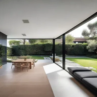 The architect designed a modern house with a stoloniferous garden, creating a seamless connection between the indoor and outdoor spaces.