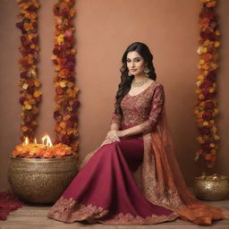 A sophisticated Lohri themed creative for a salon, using a subtle and elegant color scheme. Feature beauty treatments and styles inspired by the festival with a warm and inviting Lohri bonfire in the backdrop.