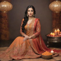 A sophisticated Lohri themed creative for a salon, using a subtle and elegant color scheme. Feature beauty treatments and styles inspired by the festival with a warm and inviting Lohri bonfire in the backdrop.