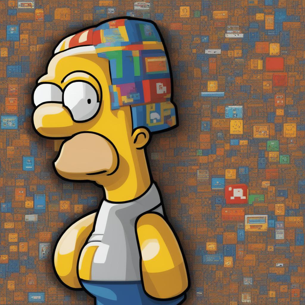 A 32x32 pixel art sprite of Homer Simpson, styled in the vein of classic Nintendo games