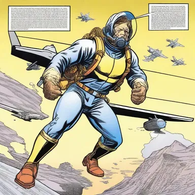 In the comic book 'The Adventures of Jetman,' the flight engineer uses his mechanical skills to repair the jet mid-flight and save the day.