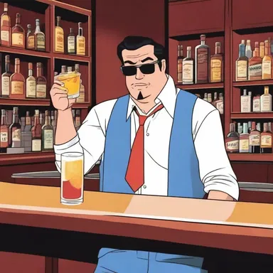 In the movie, the main character gets befuddled after having one too many cocktails at the bar.
