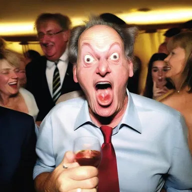At the party, John made a funny face after taking a shot and pretended to be befuddled, much to everyone's amusement.