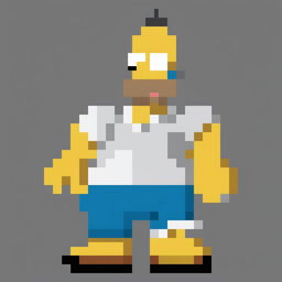 A 32x32 pixel art sprite of Homer Simpson, styled in the vein of vintage Nintendo games