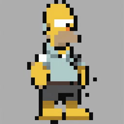A 32x32 pixel art sprite of Homer Simpson, styled in the vein of vintage Nintendo games