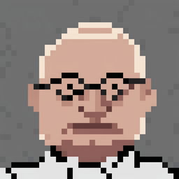 A 32x32 pixel art image of Klaus Schwab, the founder and executive chairman of the World Economic Forum