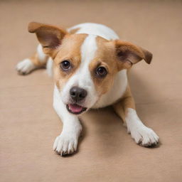 A playful dog lying on its back, its tail wagging, and eyes full of anticipation of a good belly scratch