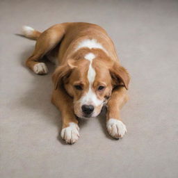 A playful dog lying on its back, its tail wagging, and eyes full of anticipation of a good belly scratch