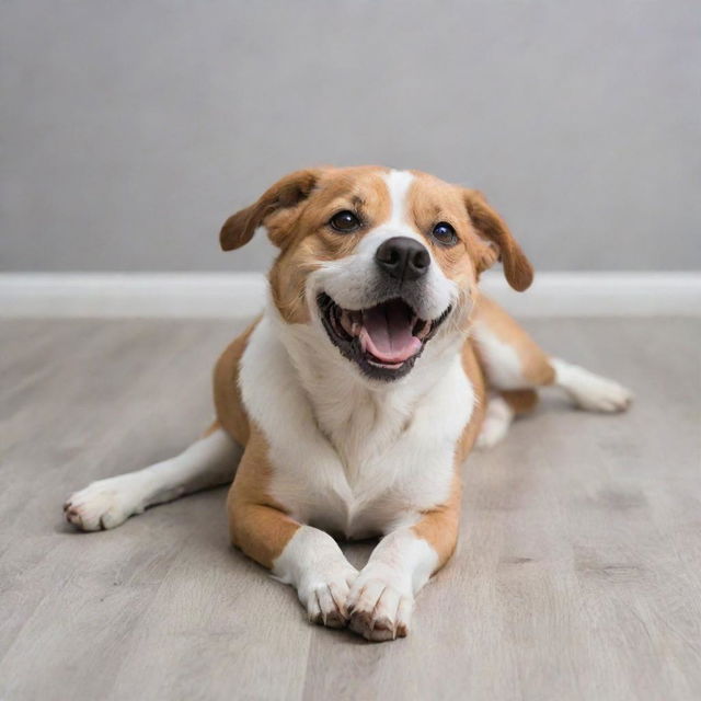 A playful dog lying on its back, its tail wagging, and eyes full of anticipation of a good belly scratch