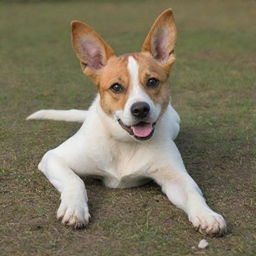 A playful dog lying on its back, its tail wagging, and eyes full of anticipation of a good belly scratch