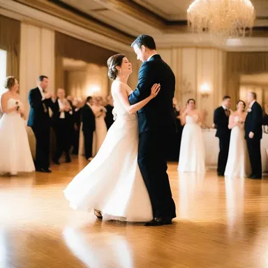 The couple danced across the ballroom floor with springy elegance and grace.