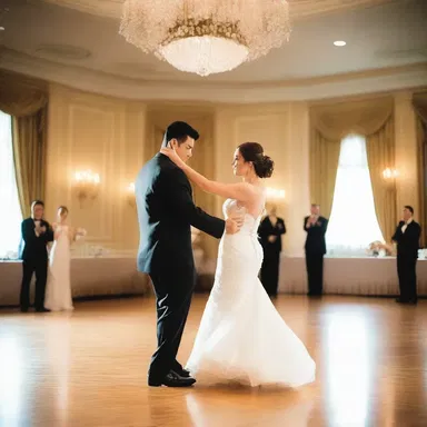 The couple danced across the ballroom floor with springy elegance and grace.