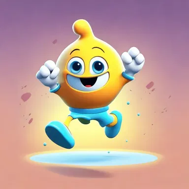 The cartoon character bounced around with springy jumps and boundless energy.