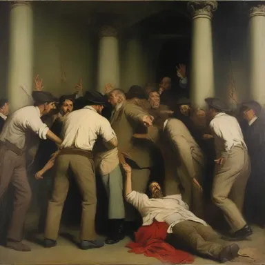 The artist created a masterpiece depicting the chaos and drama of an execution sale.