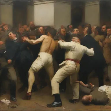 The artist created a masterpiece depicting the chaos and drama of an execution sale.