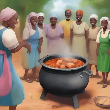 In the magical land of Eldoria, the villagers gathered around a cauldron of bubbling chicken stew to celebrate the return of their brave hero.