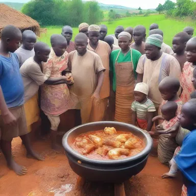 In the magical land of Eldoria, the villagers gathered around a cauldron of bubbling chicken stew to celebrate the return of their brave hero.