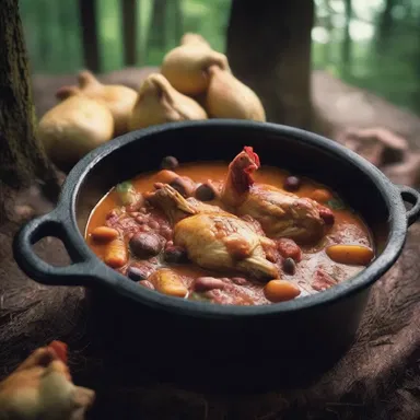 In the secluded cabin deep in the woods, the group of friends unknowingly consumed a cursed chicken stew that turned them into bloodthirsty creatures of the night.