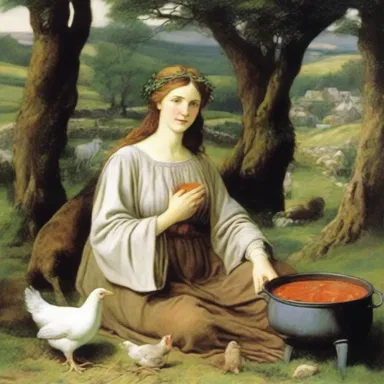 According to Celtic mythology, the goddess Brigid blessed a humble village with a pot of bottomless chicken stew, ensuring their prosperity and abundance for generations.