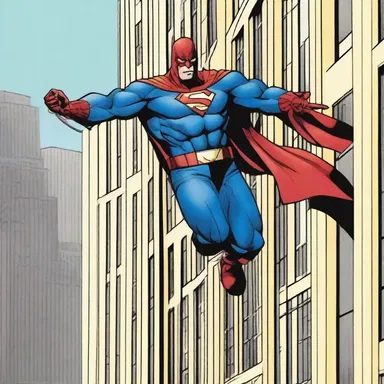 As the superhero swung through the city, he quickly cleated his grappling hook to a nearby building.