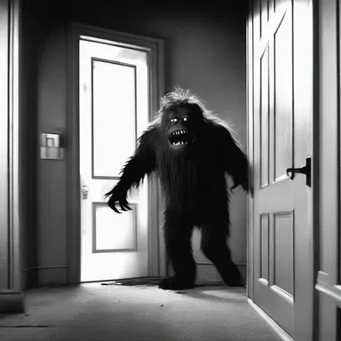 In the horror movie, the terrified victim frantically cleated the door shut to keep the pursuing monster at bay.