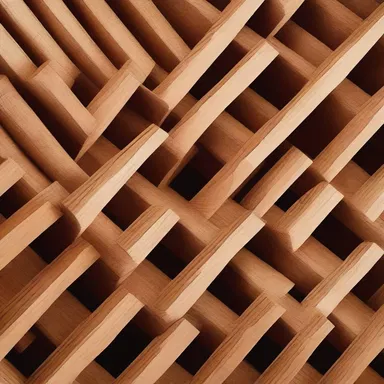 The artist crafted a breathtaking sculpture using cleated pieces of wood, forming a mesmerizing, abstract masterpiece.