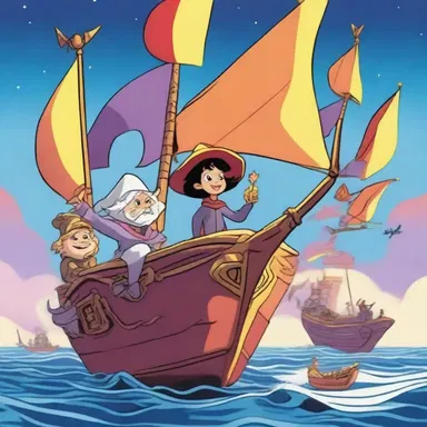 In the animated series, the characters embarked on a thrilling adventure in which they transformed into magical beings capable of dressing their ship with vibrant, glowing flags.