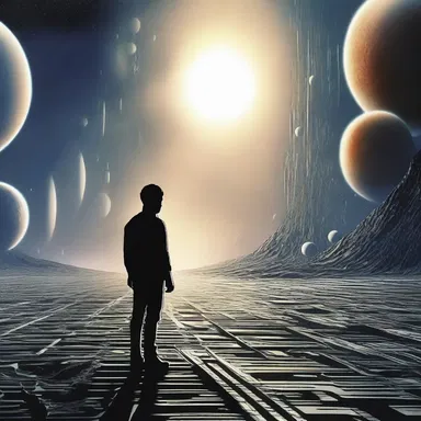 In the science fiction novel, the protagonist wakes up in an unrelated parallel universe.