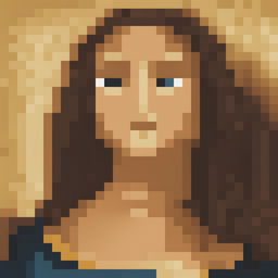 This is a 32x32 pixel art representation of Leonardo da Vinci's 'Mona Lisa