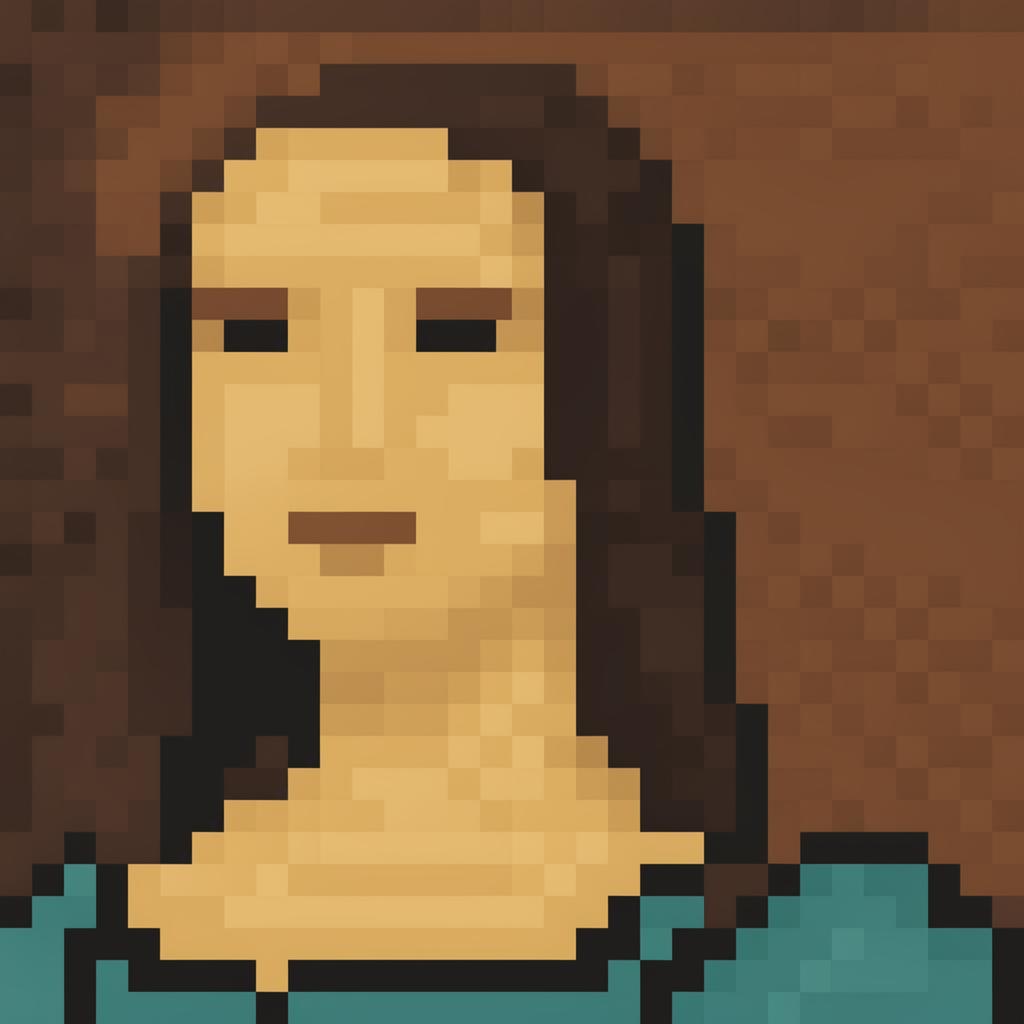 Pixel Art Mona Lisa - Minimalist Masterpiece