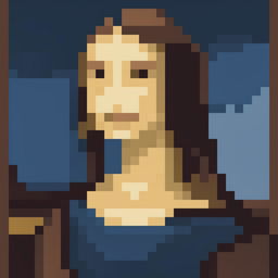 This is a 32x32 pixel art representation of Leonardo da Vinci's 'Mona Lisa