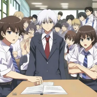 The anime character's exaggeratedly arrogant behavior makes him a total dickhead among his fellow classmates.