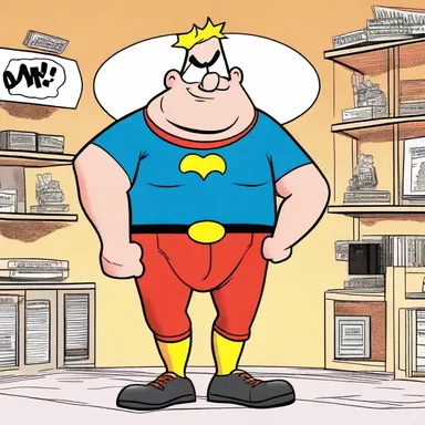 In the comic strip, the character is depicted as a lovable oaf, but his alter ego transforms into a dickhead that nobody can stand.