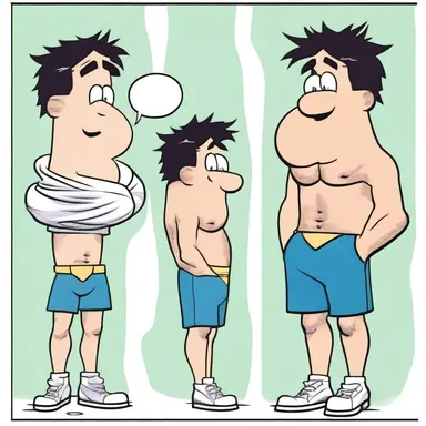 In the comic strip, the character is depicted as a lovable oaf, but his alter ego transforms into a dickhead that nobody can stand.