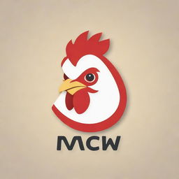 Design a logo integrating the letters 'mcw' and the visual elements of a chicken. The chicken could be stylized or realistic, and it must blend seamlessly with the minimalist, modern letter design.