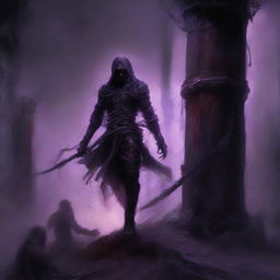 A vivid digital art image depicting a scene from a dark underworld