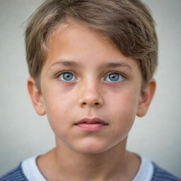 A portrait of an unfamiliar boy, expressing curiosity and innocence in his eyes.