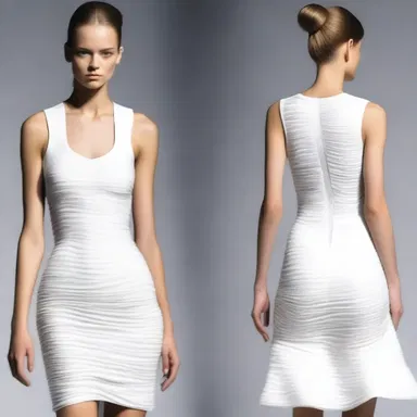 The fashion designer used styptic fabrics to create garments that would have a slimming effect on the body.