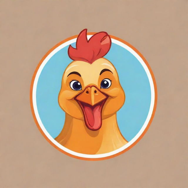 Design a heartwarming and engaging logo featuring a chicken and its friend. They could be cartoon style, smiling, and interacting in a friendly manner, showcasing the bond of friendship.