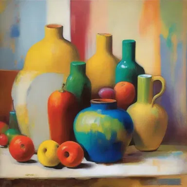 The colors in the painting co-vary, creating a harmonious and balanced composition.