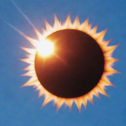 A vibrant, close-up view of the sun glowing in the middle of a clear blue sky.