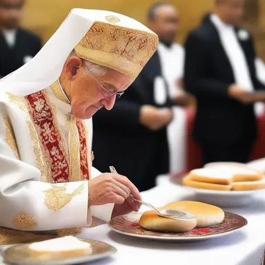 During the religious ceremony, the priest used a silver sugar spoon to sprinkle sugar over the holy bread.