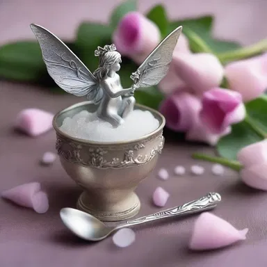 In the magical land of unicorns, fairies used sugar spoons made from enchanted silver to sweeten their potions.