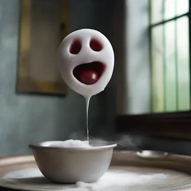 In the haunted house, the sugar spoon floated mysteriously in mid-air and moved on its own, causing screams of terror.