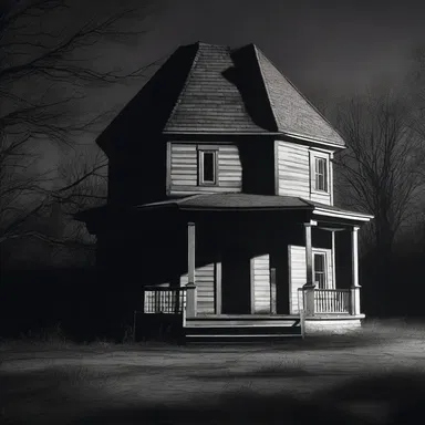 The horror movie depicted a haunted house with a regular hexagon-shaped room at its center.